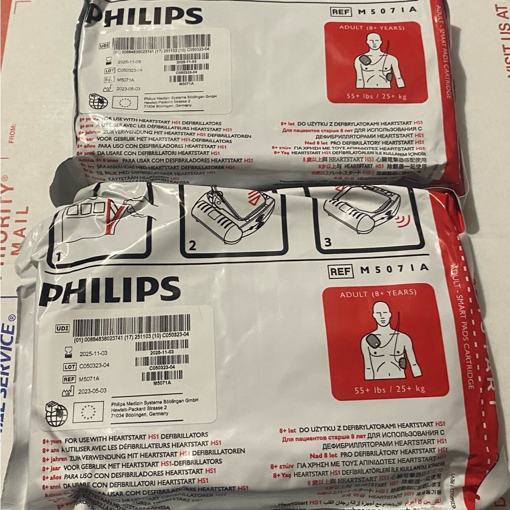 2x Philips M5071A HeartStart OnSite & Heartstart Home Adult SMART AED Pads NEW